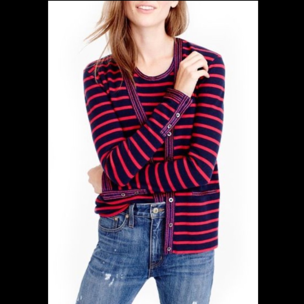 JCrew Jackie Striped Cardigan &Top Set